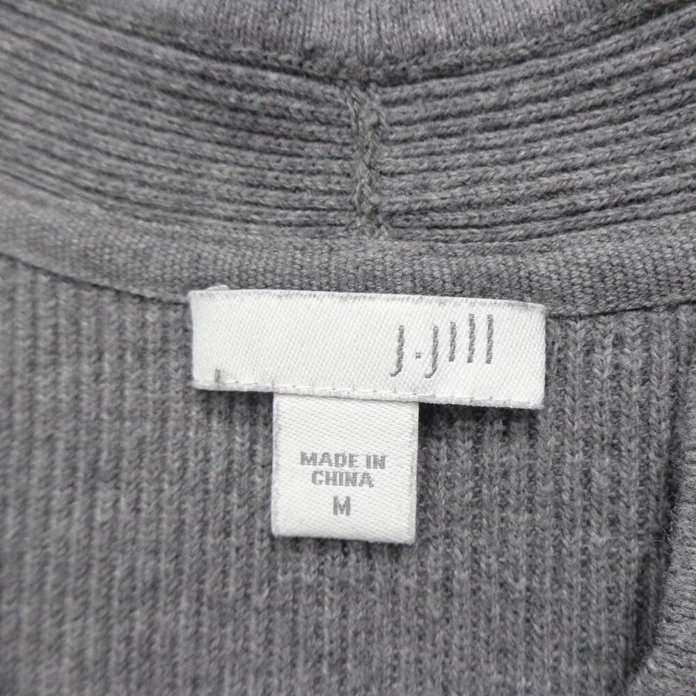 J Jill Women’s 3-Button Cotton Blend Ribbed Long Gray Cardigan Sweater Size M - Picture 4 of 6